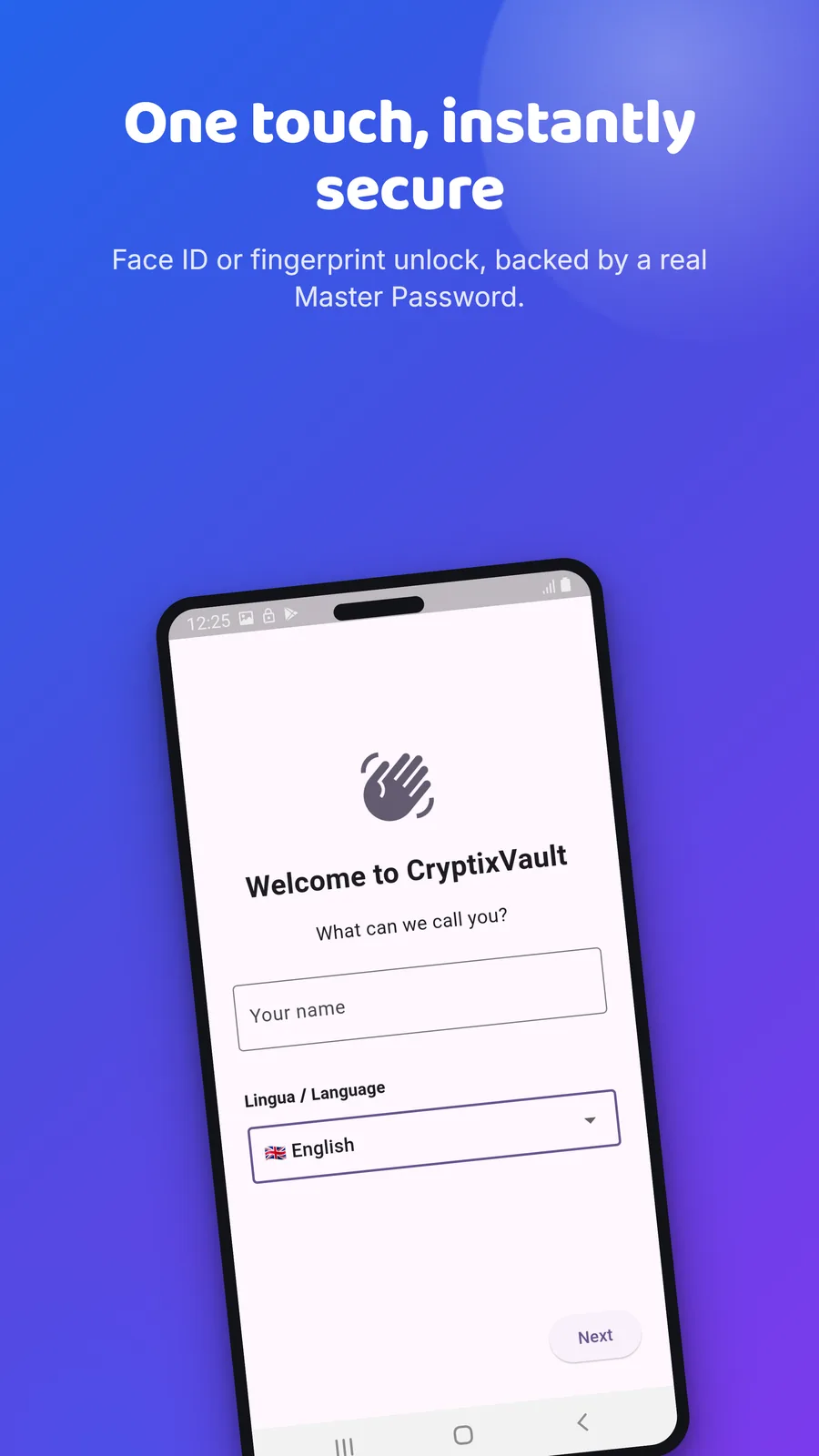 Sprachauswahl CryptixVault